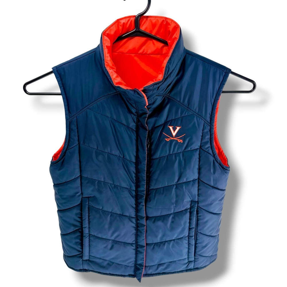 Columbia Virginia Cavaliers Reversible Puffer Vest Navy Orange UVA Wahoos L